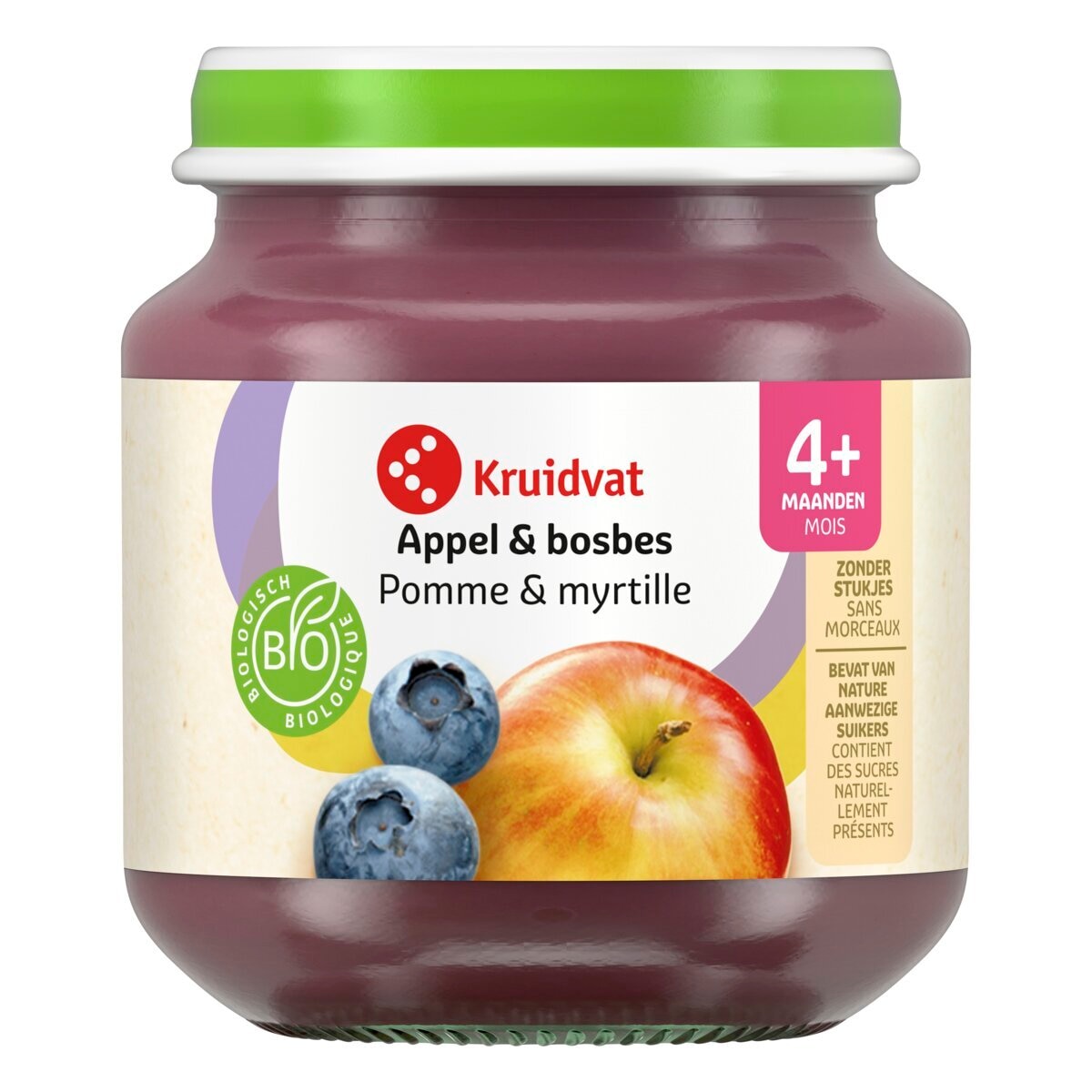 Kruidvat 4+M Bio Appel & Bosbes Fruithapje