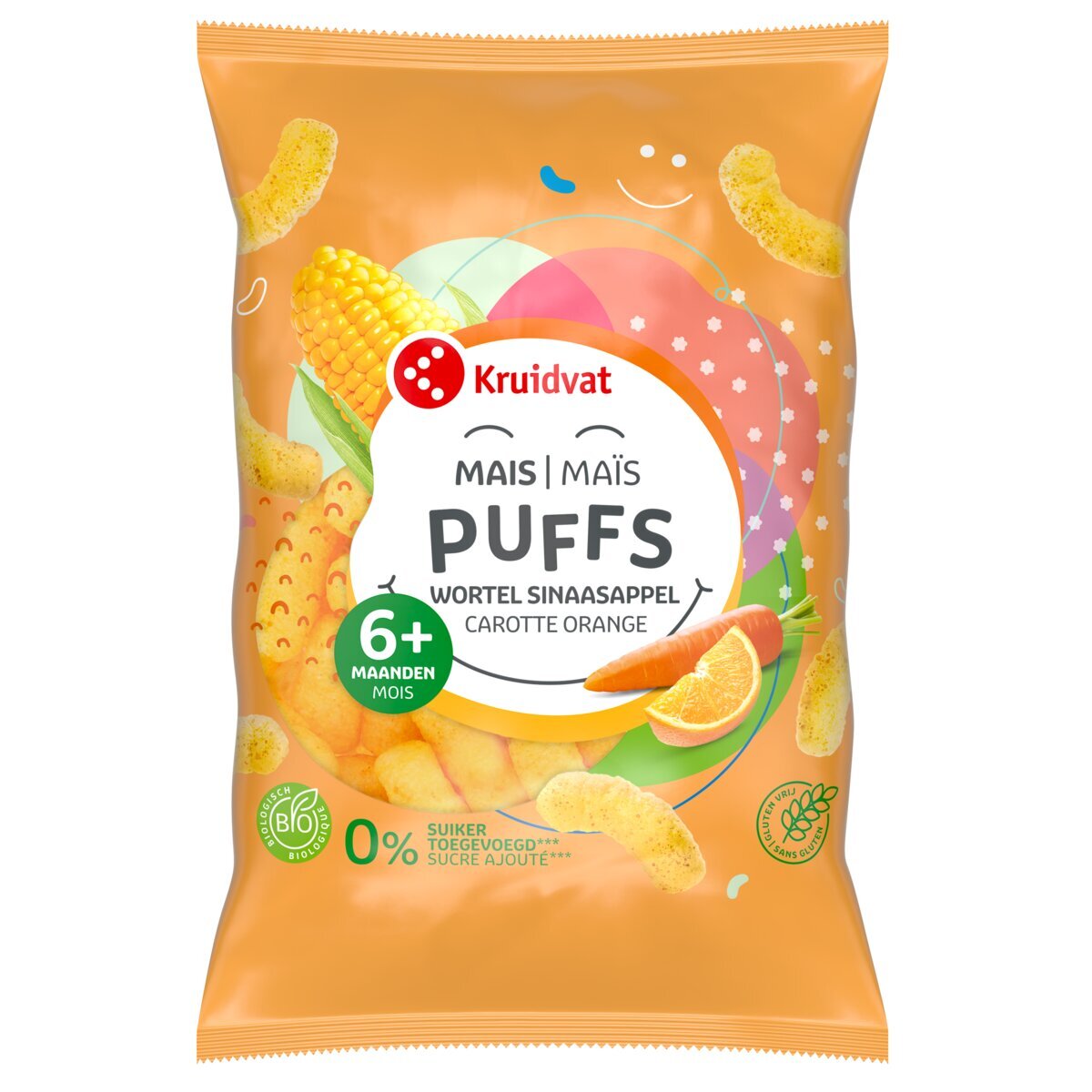 Kruidvat 6+M Bio Sinaasappel en Wortel Maïspuffs