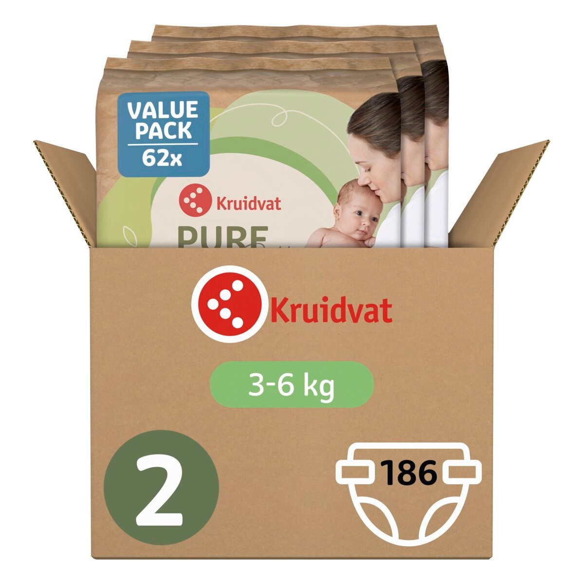 Kruidvat Pure & Soft Maat 2 Luiers Volumedoos