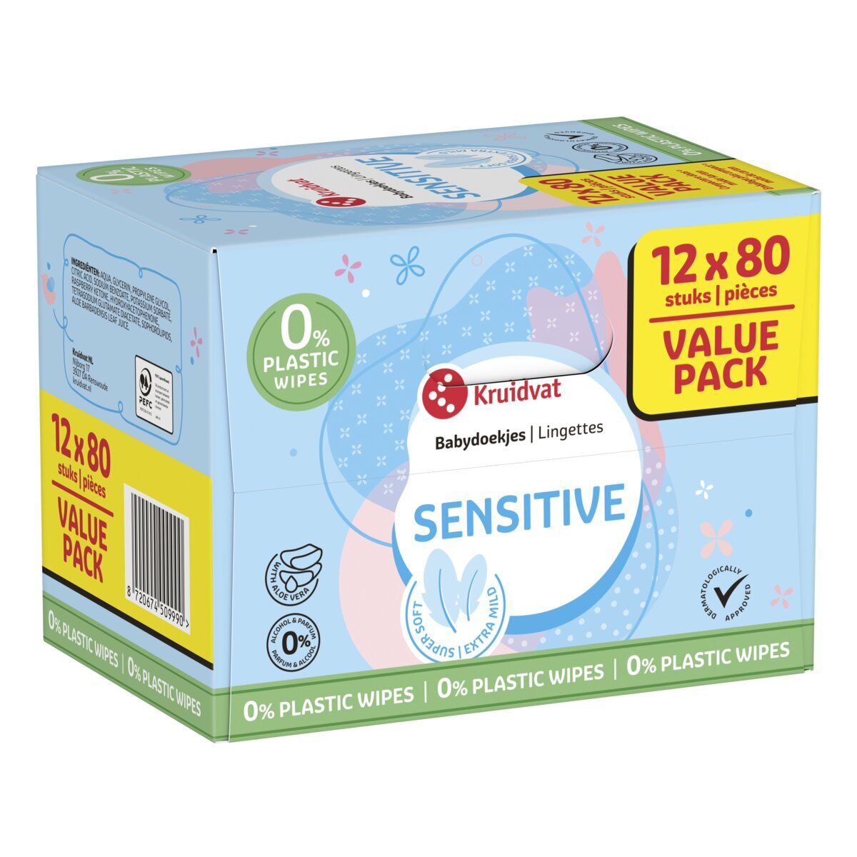 Kruidvat Sensitive Plasticvrije Babydoekjes Valuepack