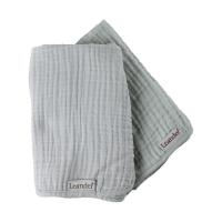 Leander Hydrofiele Doeken Organic Muslin - 2 Stuks - Pearl Grey / Sage Green