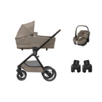 Maxi-Cosi Oxford+ Kinderwagen 3-in-1 - Twillic Truffle | Pebble 360 Pro 2 Autostoeltje | Autostoel Adapters