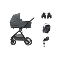Maxi-Cosi Oxford+ Kinderwagen - Twillic Graphite Bundel | Maxi-Cosi Coral Slide Pro Autostoel | FamilyFix Slide Pro | Adapters