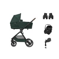 Maxi-Cosi Oxford+ Kinderwagen - Twillic Green Bundel | Maxi-Cosi Coral Slide Pro Autostoel | FamilyFix Slide Pro | Adapters
