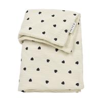 Meyco Baby Sweet Heart Wiegdeken - 75 x 100 cm - Pre-Washed Hydrofiel - Soft Sand