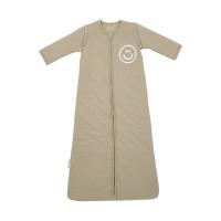 Meyco Slub Baby Slaapzak met Smile Applicatie en Afritsbare Mouwen - Taupe/Offwhite - 110 cm