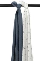 Meyco Swaddle Hydrofiel Moon Indigo 120 x 120 cm 2-Pack