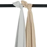 Meyco Swaddle Hydrofiel Pre-Washed Uni Light Grey/Sand 120 x 120 cm 2-Pack