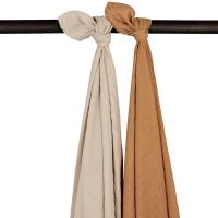 Meyco Swaddle Hydrofiel Pre-Washed Uni Sand/Toffee 120 x 120 cm 2-Pack