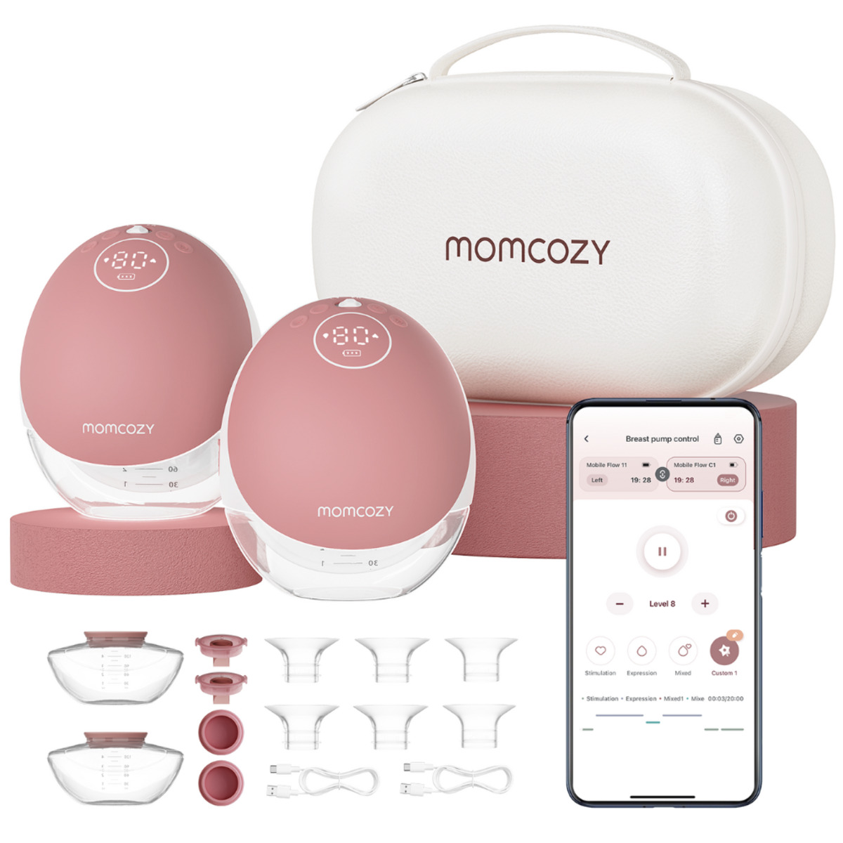 Momcozy M9 Dubbele Oplaadbare Handsfree Borstkolf met app bediening