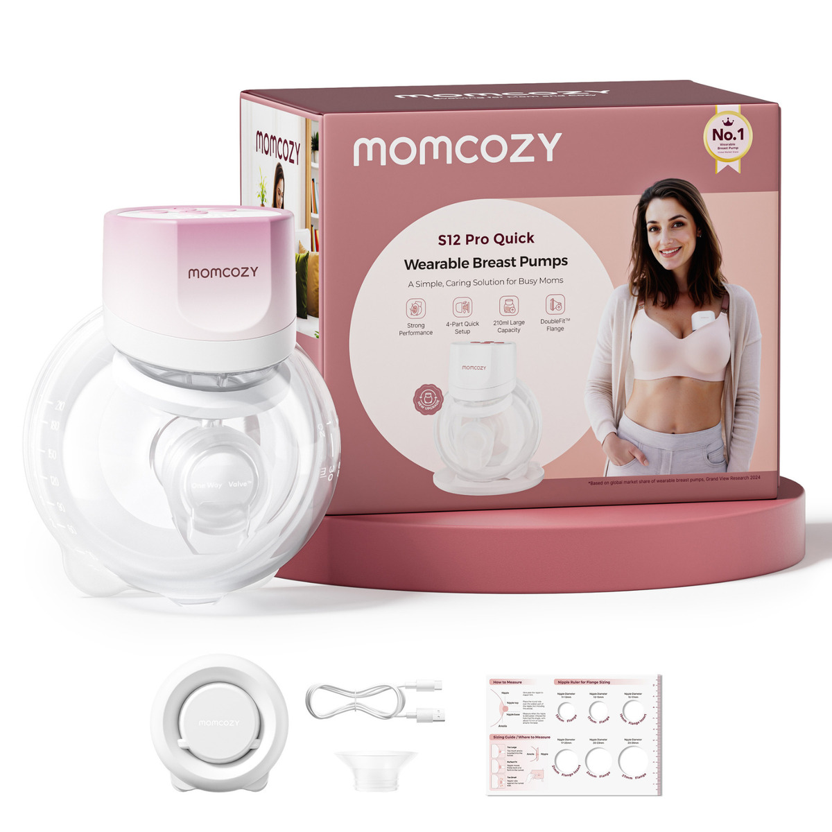 Momcozy S12 Pro + Enkele Oplaadbare Handsfree Borstkolf