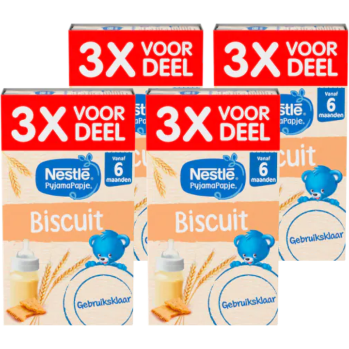 Nestlé PyjamaPapje® Biscuit 6+ Baby Pap 4 x 3 stuks