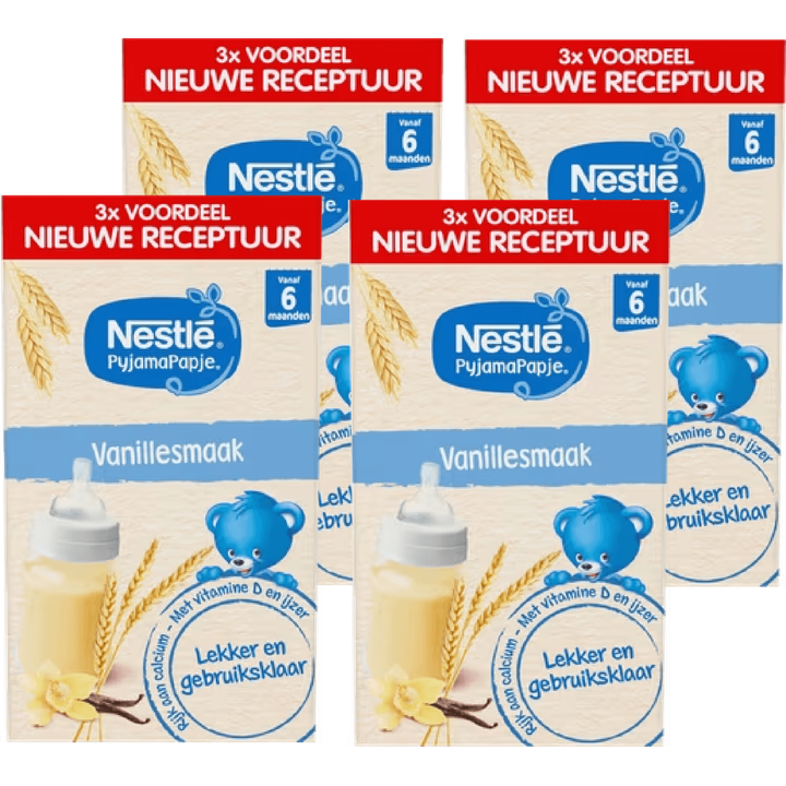 Nestlé PyjamaPapje® Vanille 6+ Baby Pap 4 x 3 stuks