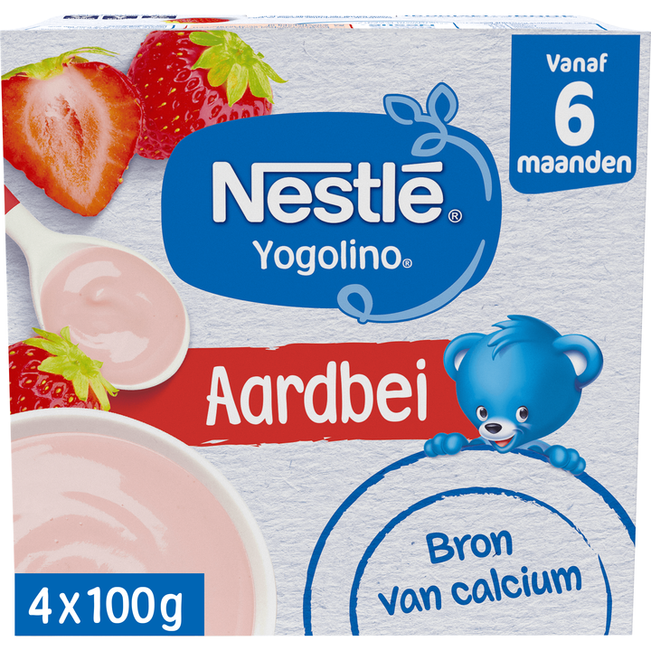 Nestlé Yogolino Aardbei 6+ Maanden Baby Toetje 4 x 100 g