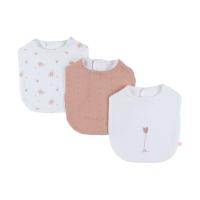 Noukie's Slabbetjes Set - Vintage Flowers - Wit/Roze