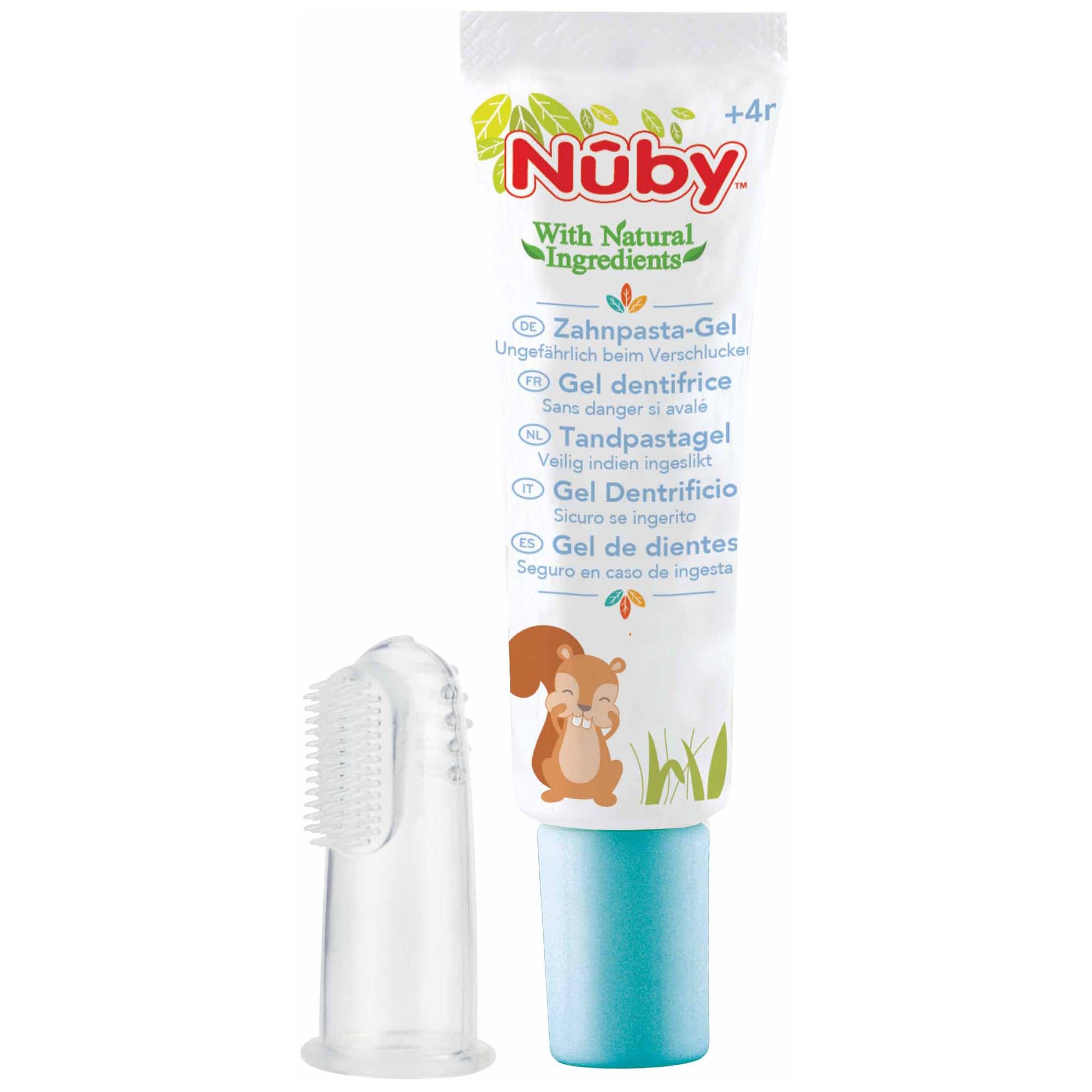 Nûby tandreinigingsgel 20gr + vingertandenborstel 4+ maanden