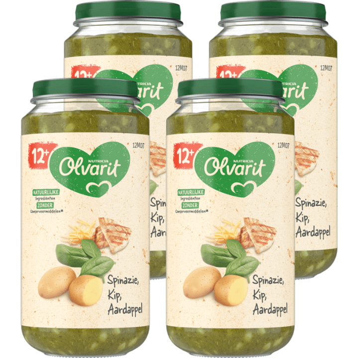 Olvarit 12+ Maanden Spinazie Kip Aardappel 4 x 250g
