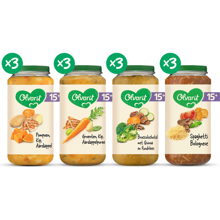 Olvarit 15+ Maanden Variatiemenu Maaltijd Versie 1 12 x 250g