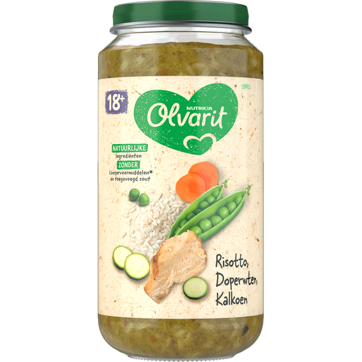 Olvarit 18+ Maanden Risotto Doperwten Kalkoen 250g