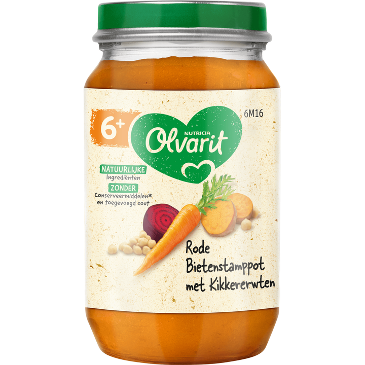 Olvarit 6+ Maanden Rode Bietenstamppot met Kikkererwten 200 g