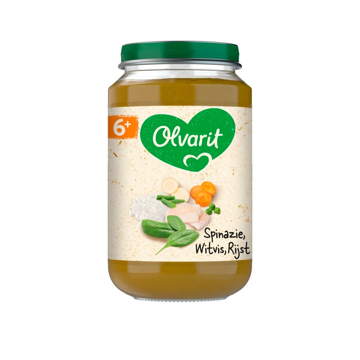 Olvarit 6+M Spinazie, Witvis, Rijst Maaltijdpotje