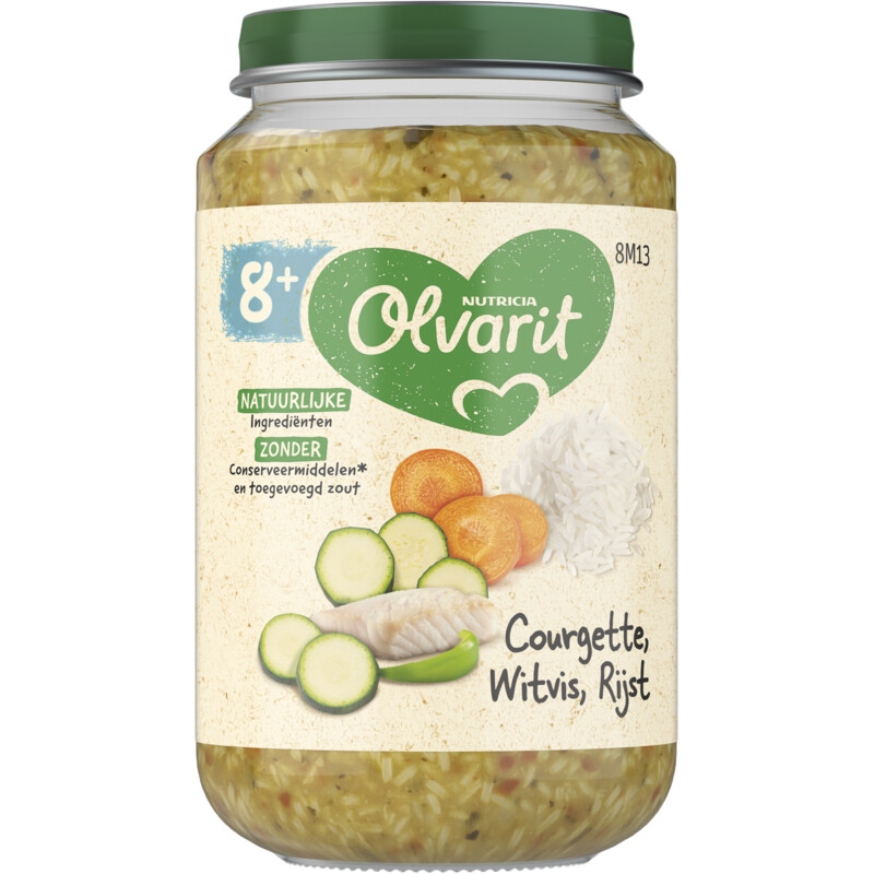 Olvarit Courgette witvis rijst 8m+