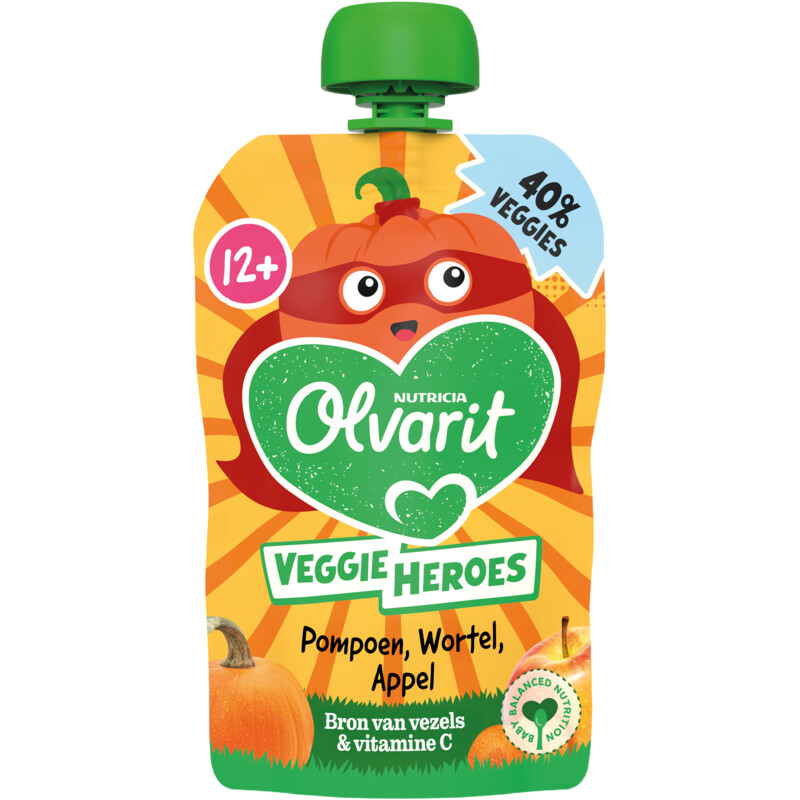 Olvarit Knijpfruit pompoen wortel appel 12m+