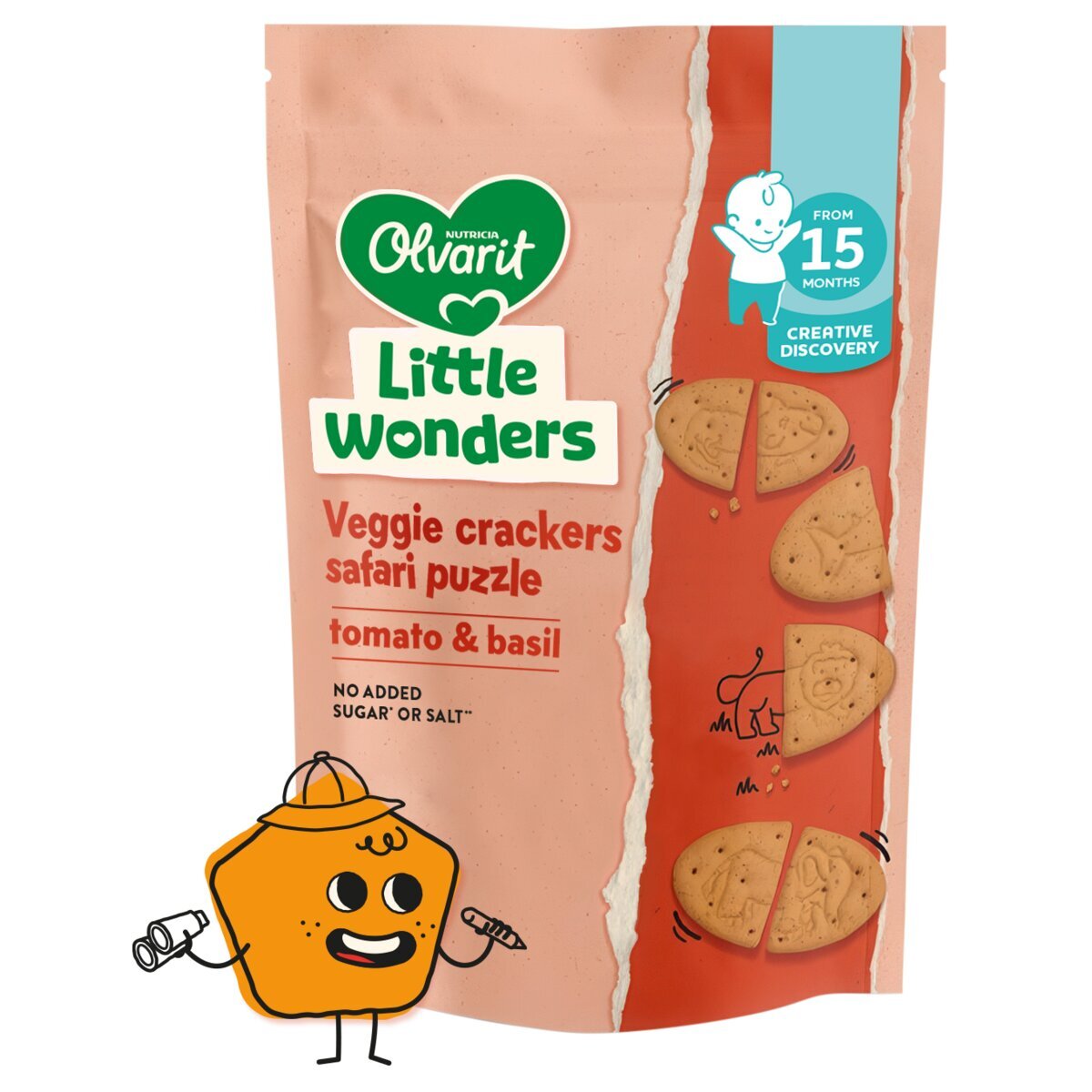 Olvarit Little Wonders 15+M Tomato & Basil Veggie Puzzel Crackers