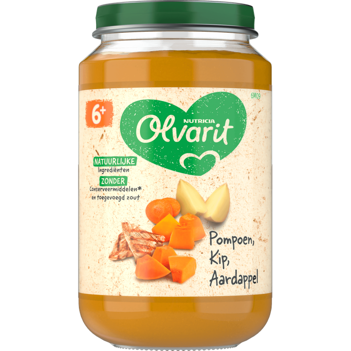 Olvarit Pompoen Kip Aardappel 6+ Maanden 200 g