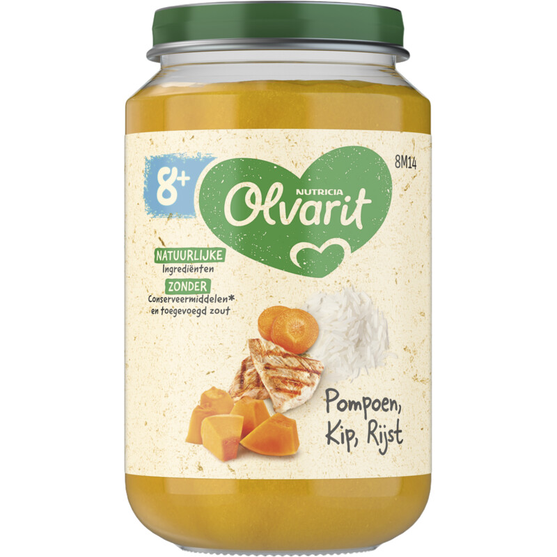 Olvarit Pompoen kip rijst 8m+