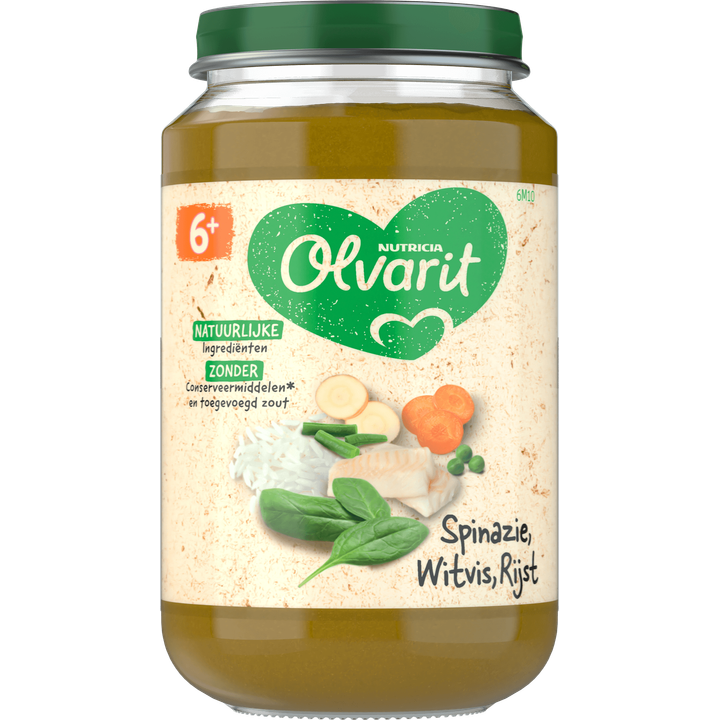 Olvarit Spinazie Witvis Rijst 6+ Maanden 200 g