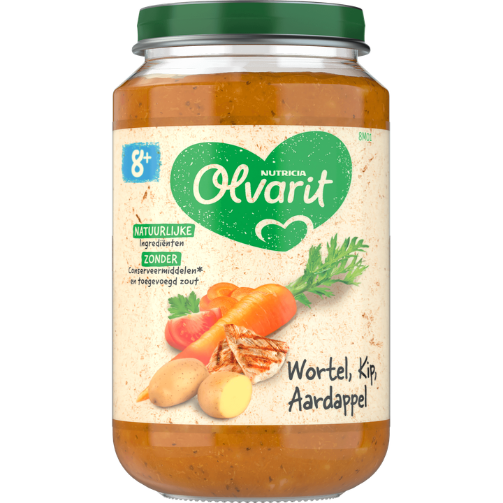 Olvarit Wortel Kip Aardappel 8+ Maanden 200 g
