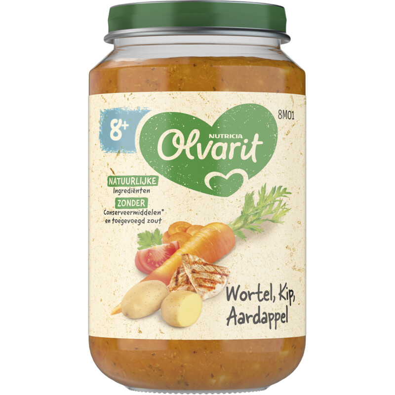 Olvarit Wortel kip aardappel 8m+