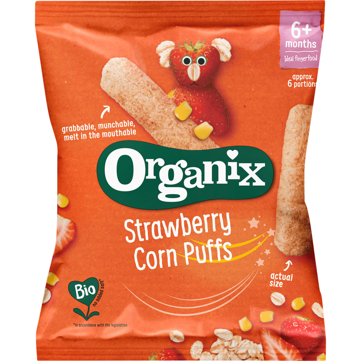Organix Babysnack Strawberry Corn Puffs 6+M