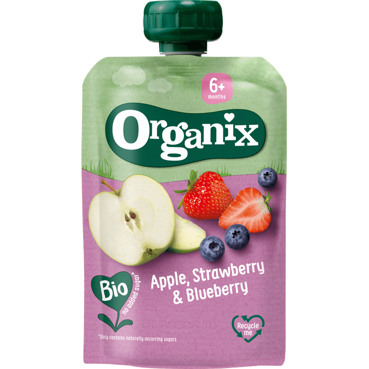 Organix Knijpfruit Appel, Aardbei & Bosbes 6x 6+m