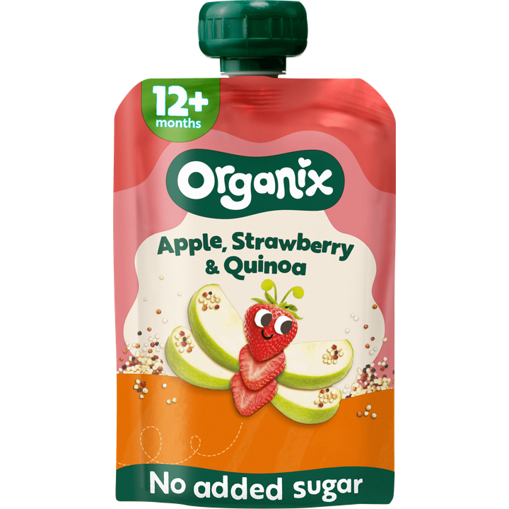Organix Knijpfruit appel, aardbei & quinoa 6 x 12mnd