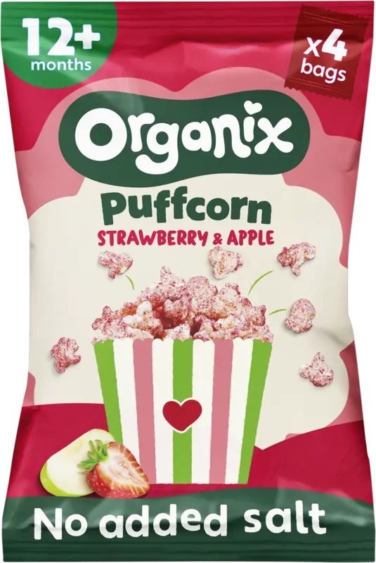 Organix Puffcorn strawberry & apple 12m+