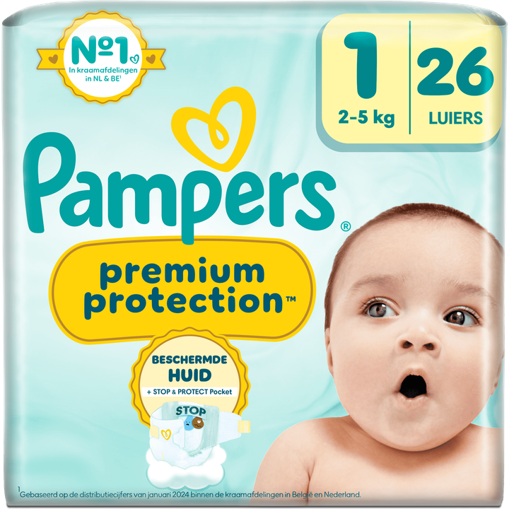 Pampers Premium Protection Maat 1, 26 Luiers