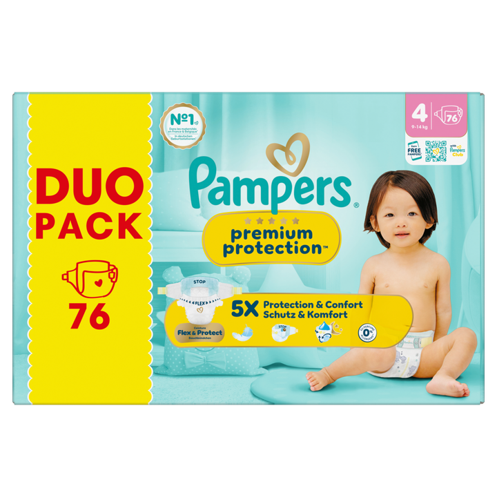 Pampers Premium Protection Maat 4, 76 Luiers