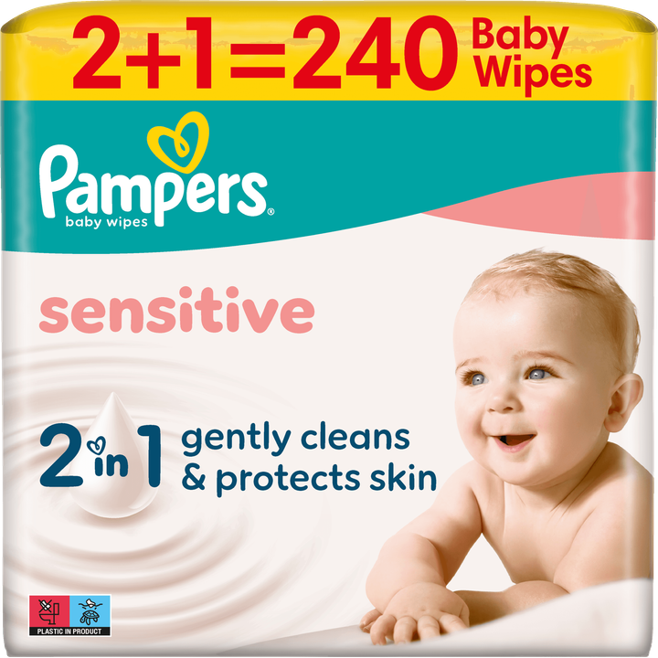Pampers Sensitive Babydoekjes, 240 Doekjes