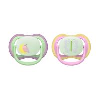 Philips Avent Ultra Air Fopspeen - 6-18 Mnd - 2 Stuks - Plant-based - Glow In The Dark