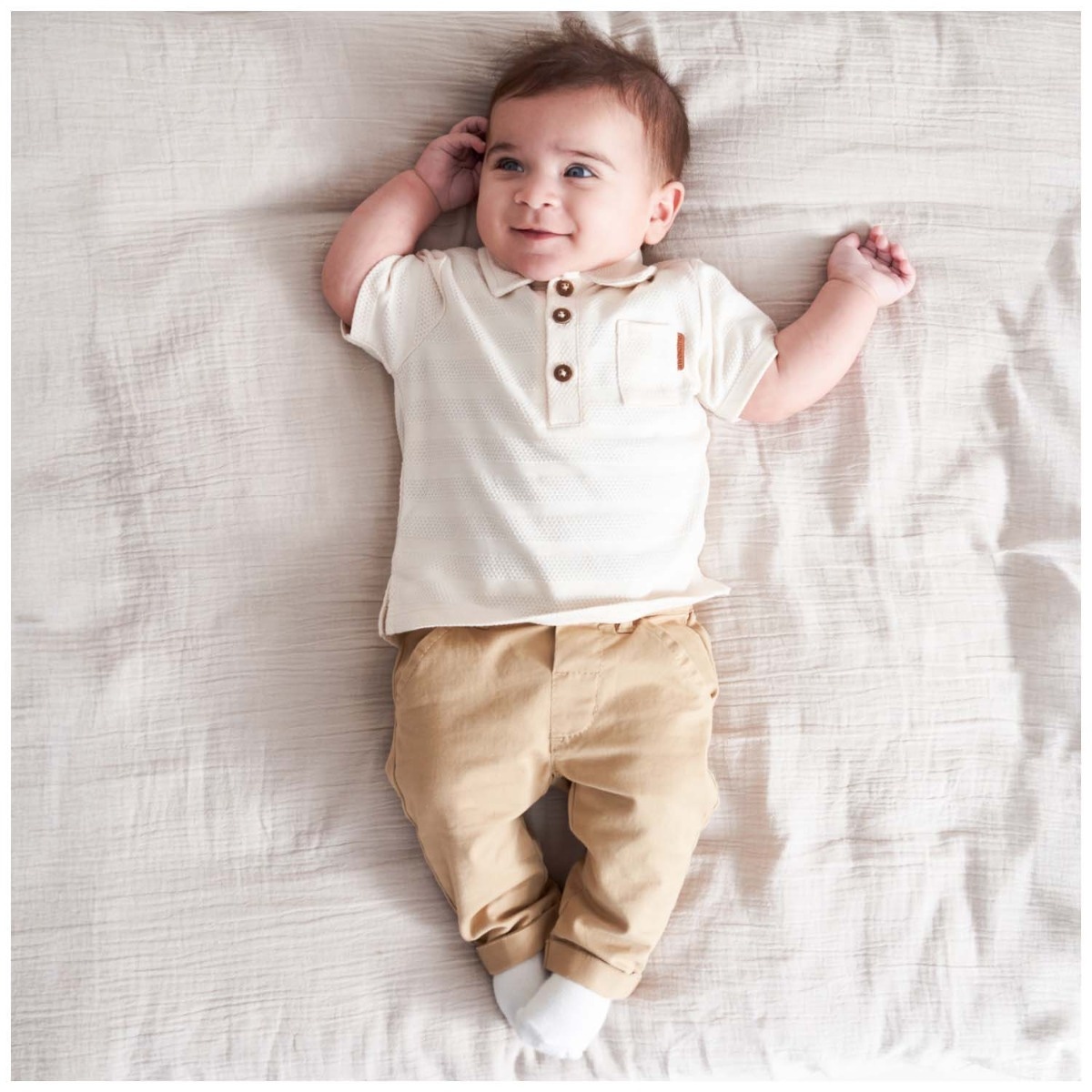 Prénatal baby polo & broek beige