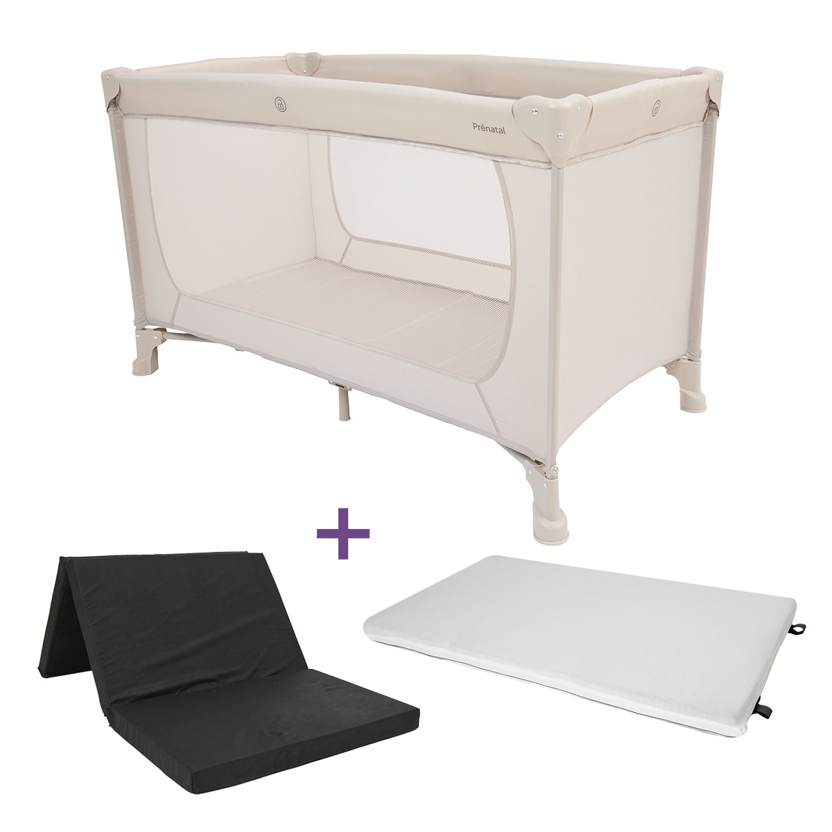Prénatal campingbed Evi sand met matras & matrashoes