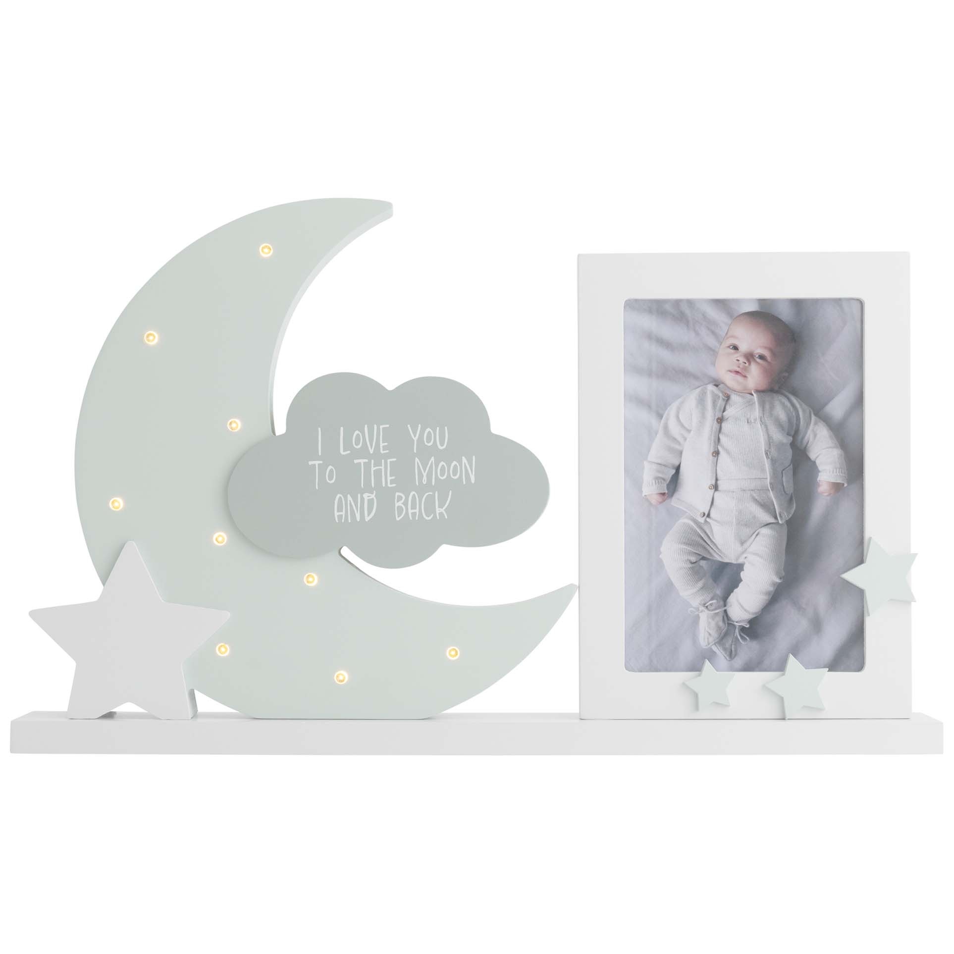 Prénatal decoratie fotolijst maan met LED-lampjes