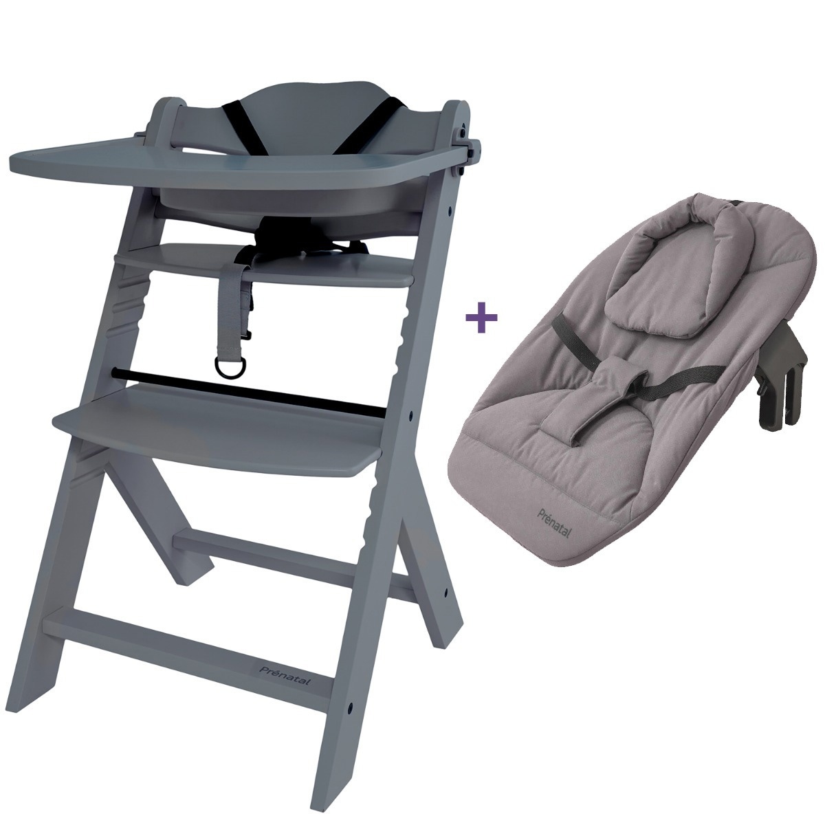 Prénatal houten kinderstoel Evan bundel grijs