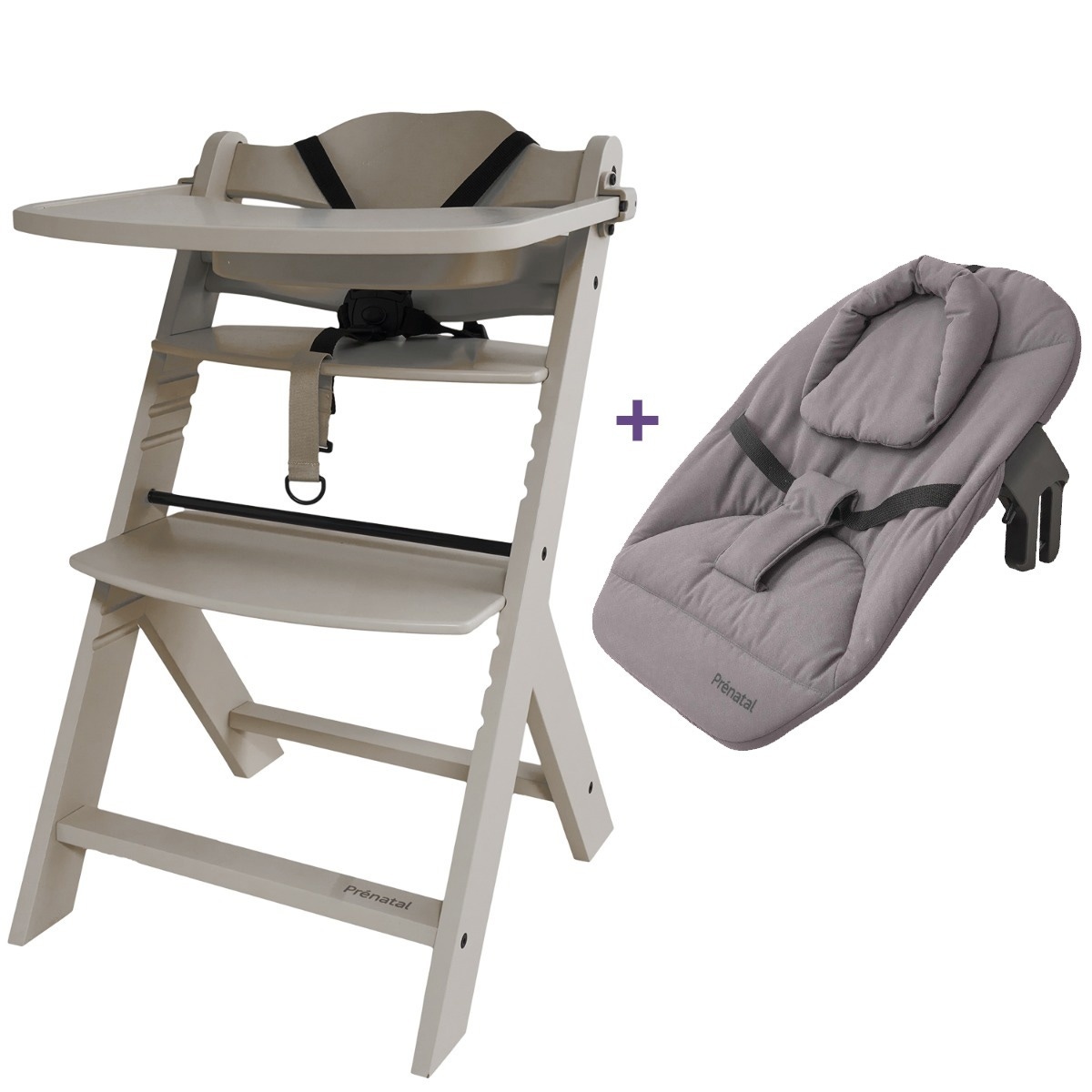 Prénatal houten kinderstoel Evan bundel taupe