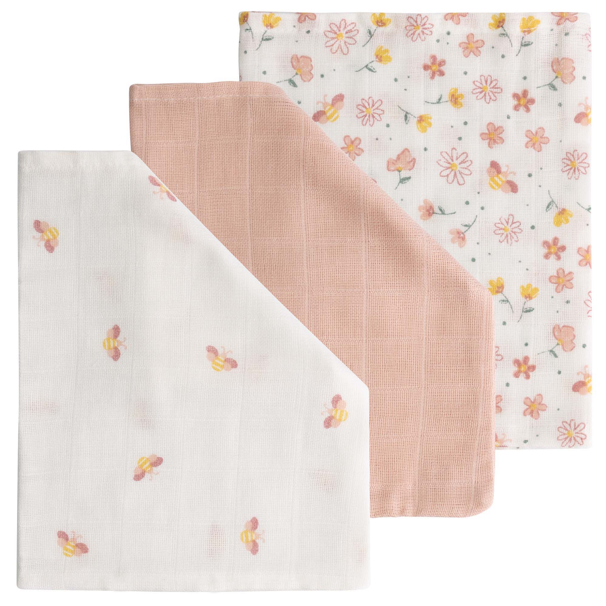 Prénatal hydrofiele washandjes bloem bij 3 stuks