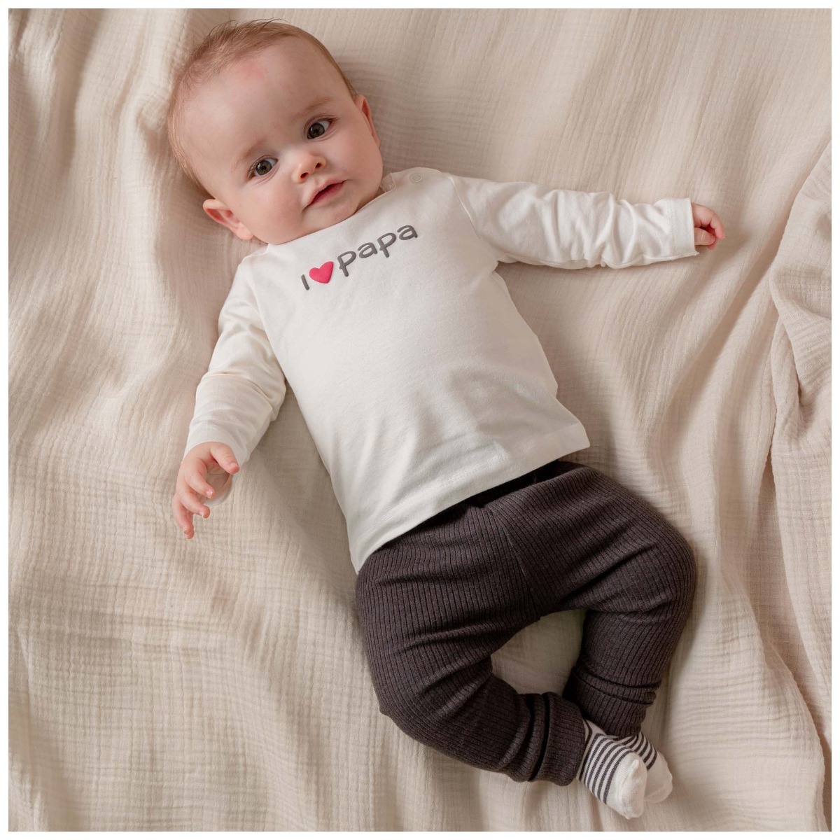 Prénatal newborn shirt papa & broekje grijs