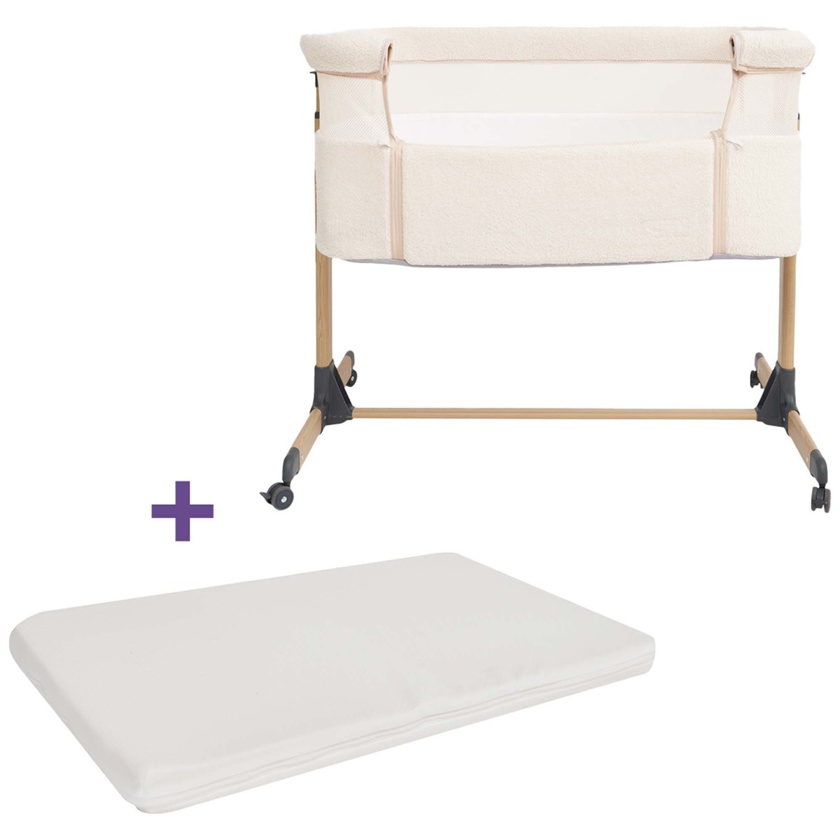 Prénatal Teddy Co-sleeper Bella ivory white & Prénatal Essential Co-sleeper matras
