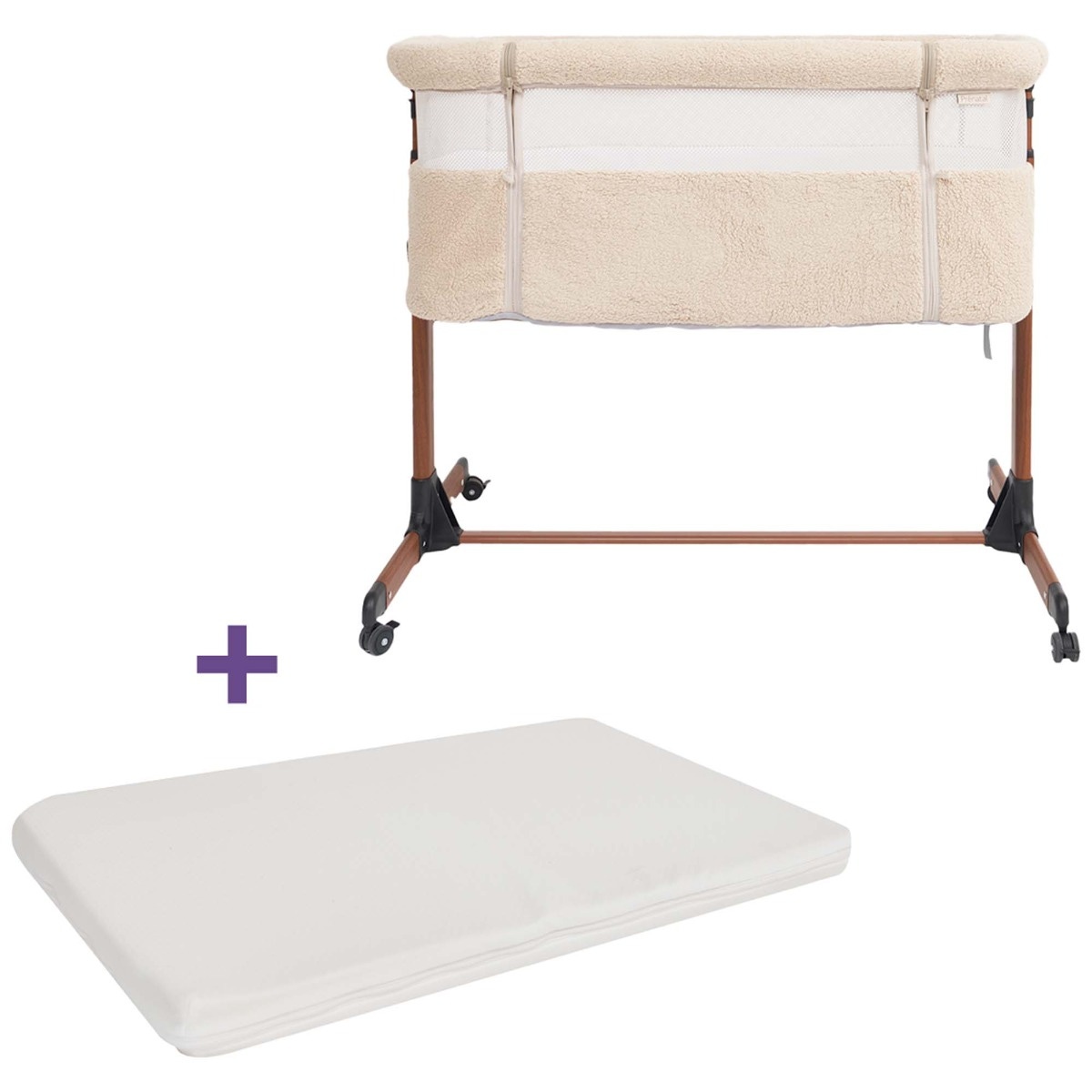 Prénatal Teddy Co-sleeper Bella sandbrown & Prénatal Essential Co-sleeper matras